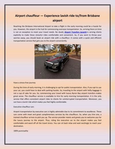 Airport chauffeur — Experience lavish ride to/from Brisbane airport