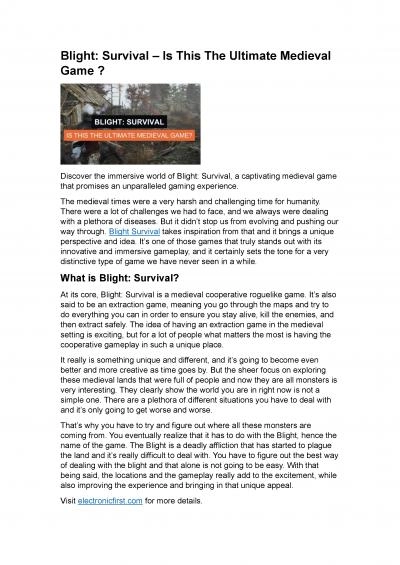 Blight: Survival - Is This The Ultimate Medieval Game