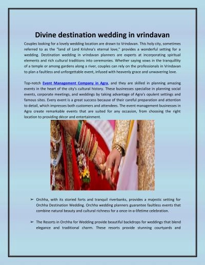 Divine destination wedding in vrindavan