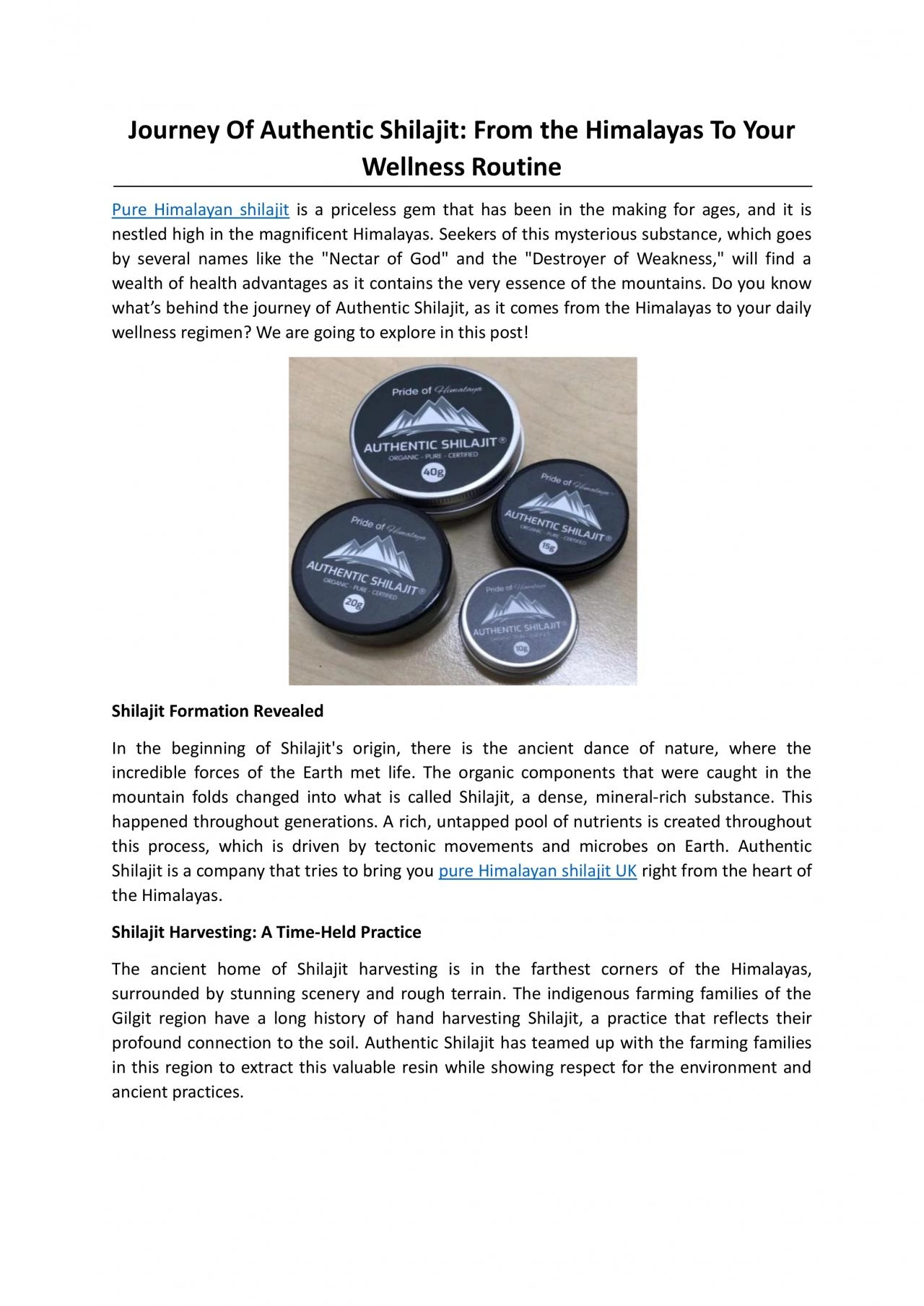 Journey Of Authentic Shilajit From the Himalayas To Your Wellness Routine