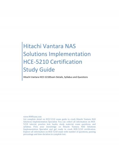 Hitachi Vantara NAS Solutions Implementation HCE-5210 Certification Study Guide
