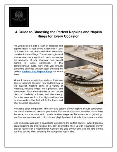 Napkins & Napkin Rings
