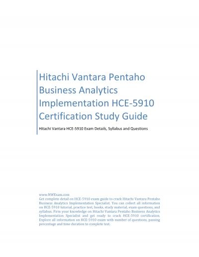 Hitachi Vantara Pentaho Business Analytics Implementation HCE-5910 Certification Study Guide