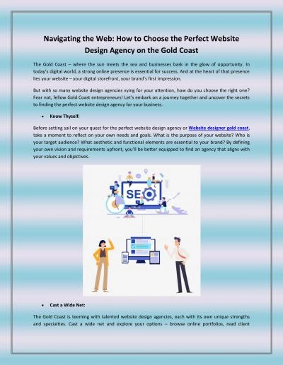 Navigating the Web: How to Choose the Perfect Website Design Agency on the Gold Coast