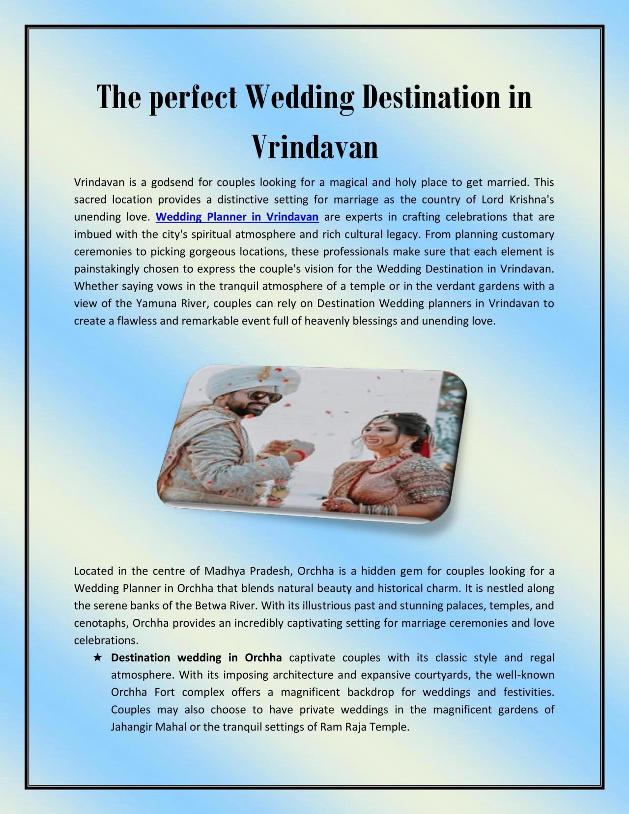 The perfect Wedding Destination in Vrindavan