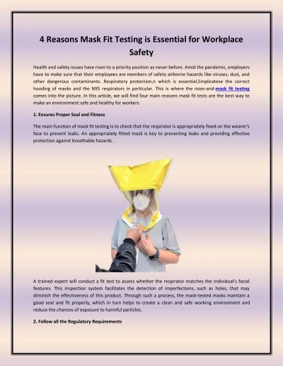 4 Reasons Mask Fit Testing is Essential for Workplace Safety