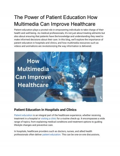The Power of Patient Education How Multimedia Can Improve Healthcare