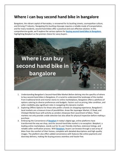 Where i can buy second hand bike in bangalore