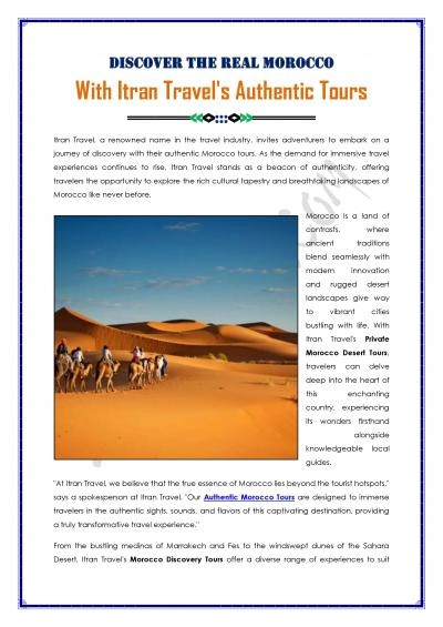 Discover The Real Morocco With Itran Travel