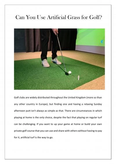 Can You Use Artificial Grass for Golf?