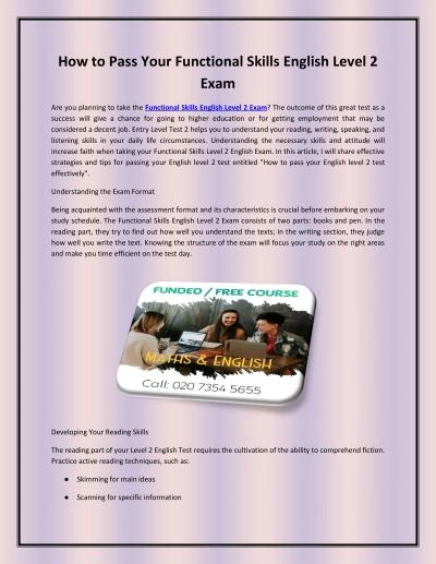 How to Pass Your Functional Skills English Level 2 Exam
