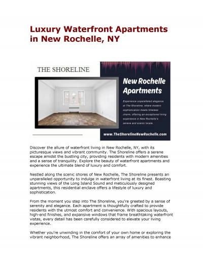 Luxury Waterfront Apartments in New Rochelle, NY