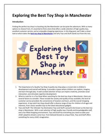Exploring the Best Toy Shop in Manchester
