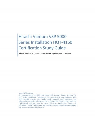 Hitachi Vantara VSP 5000 Series Installation HQT-4160 Certification Study Guide