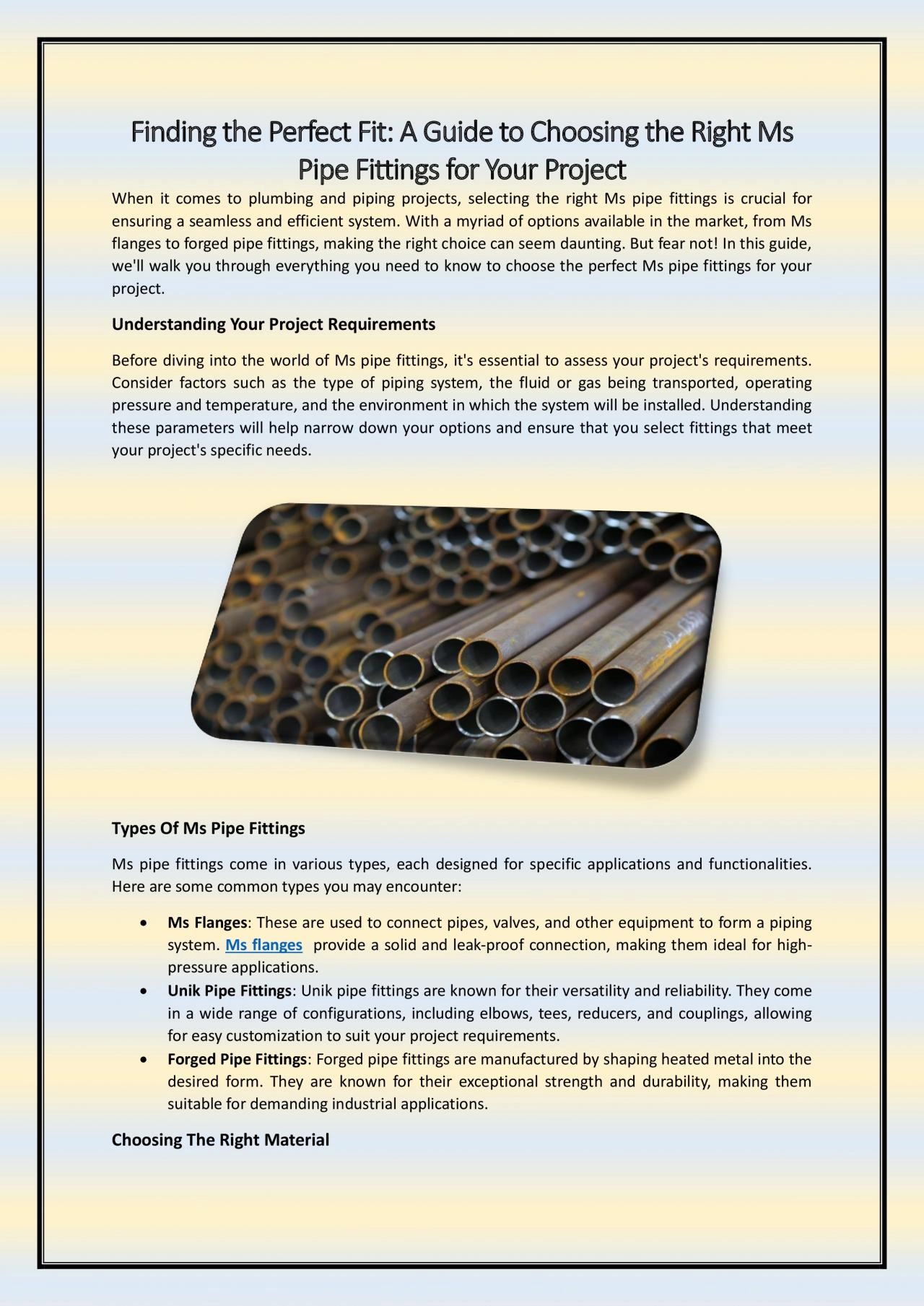 PDF-Finding the Perfect Fit: A Guide to Choosing the Right Ms Pipe Fittings for Your Project