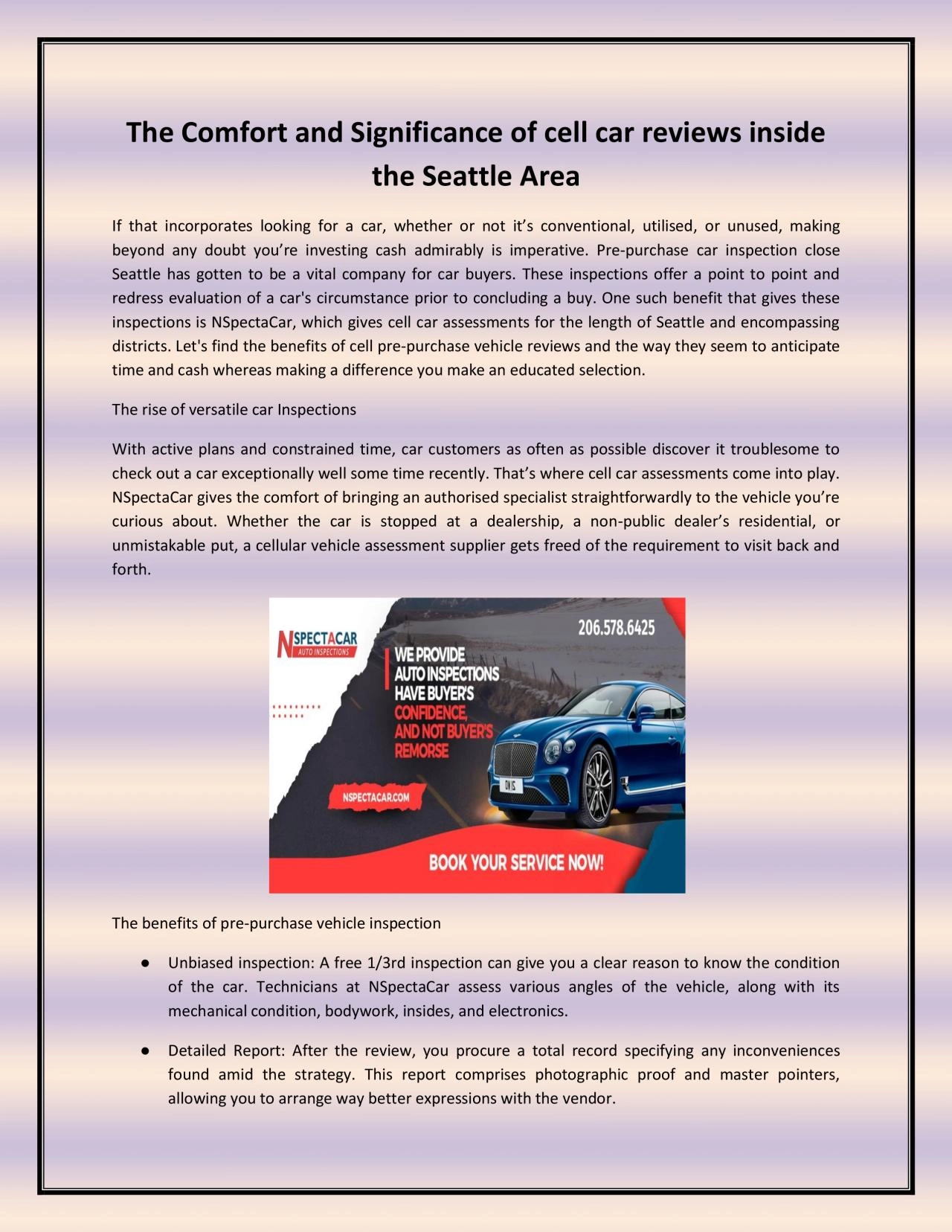 PDF-The Comfort and Significance of cell car reviews inside the Seattle Area