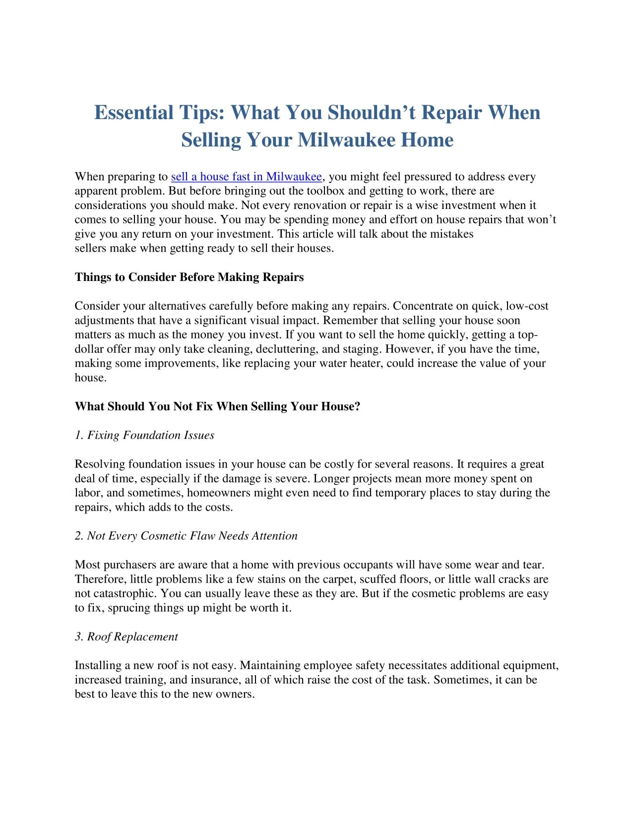 PDF-Essential Tips: What You Shouldn’t Repair When Selling Your Milwaukee Home