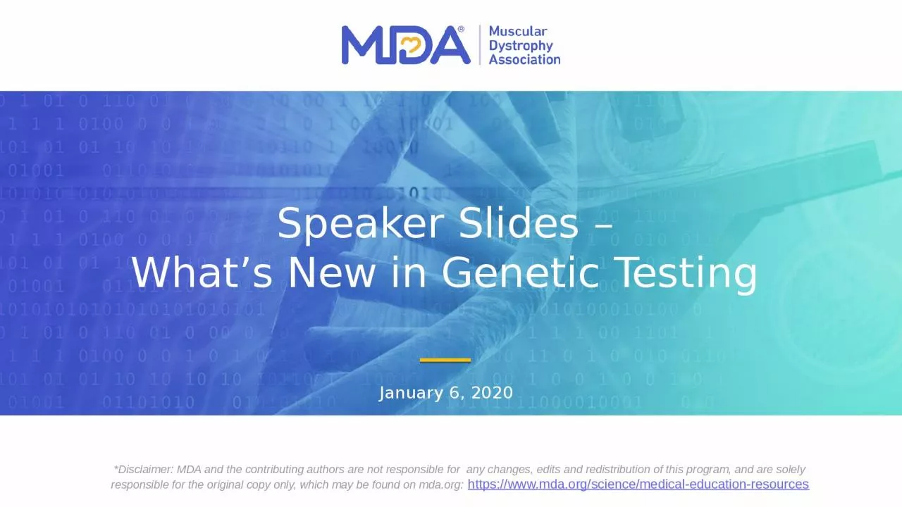 PPT-Speaker Slides – What’s New in Genetic Testing