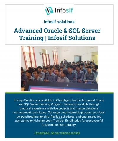 Advanced Oracle & SQL Server Training | Infosif Solutions