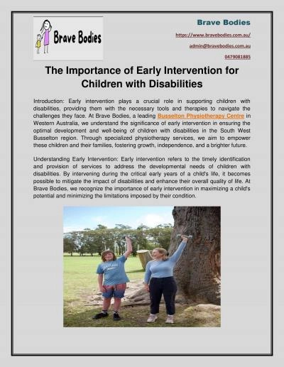 The Importance of Early Intervention for Children with Disabilities