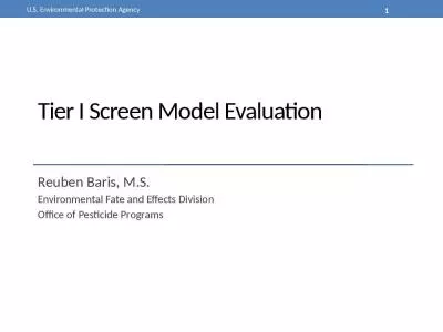 Tier I Screen Model Evaluation