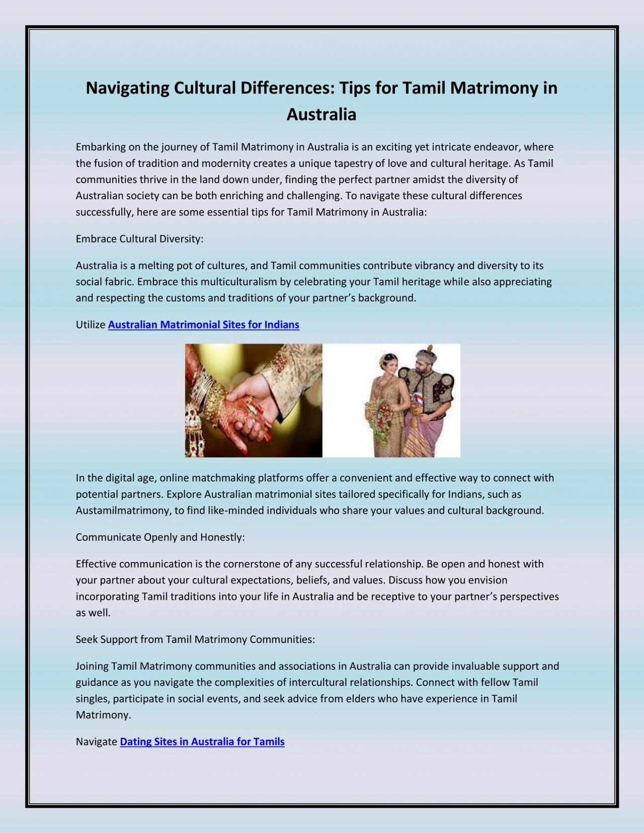 PDF-Navigating Cultural Differences: Tips for Tamil Matrimony in Australia