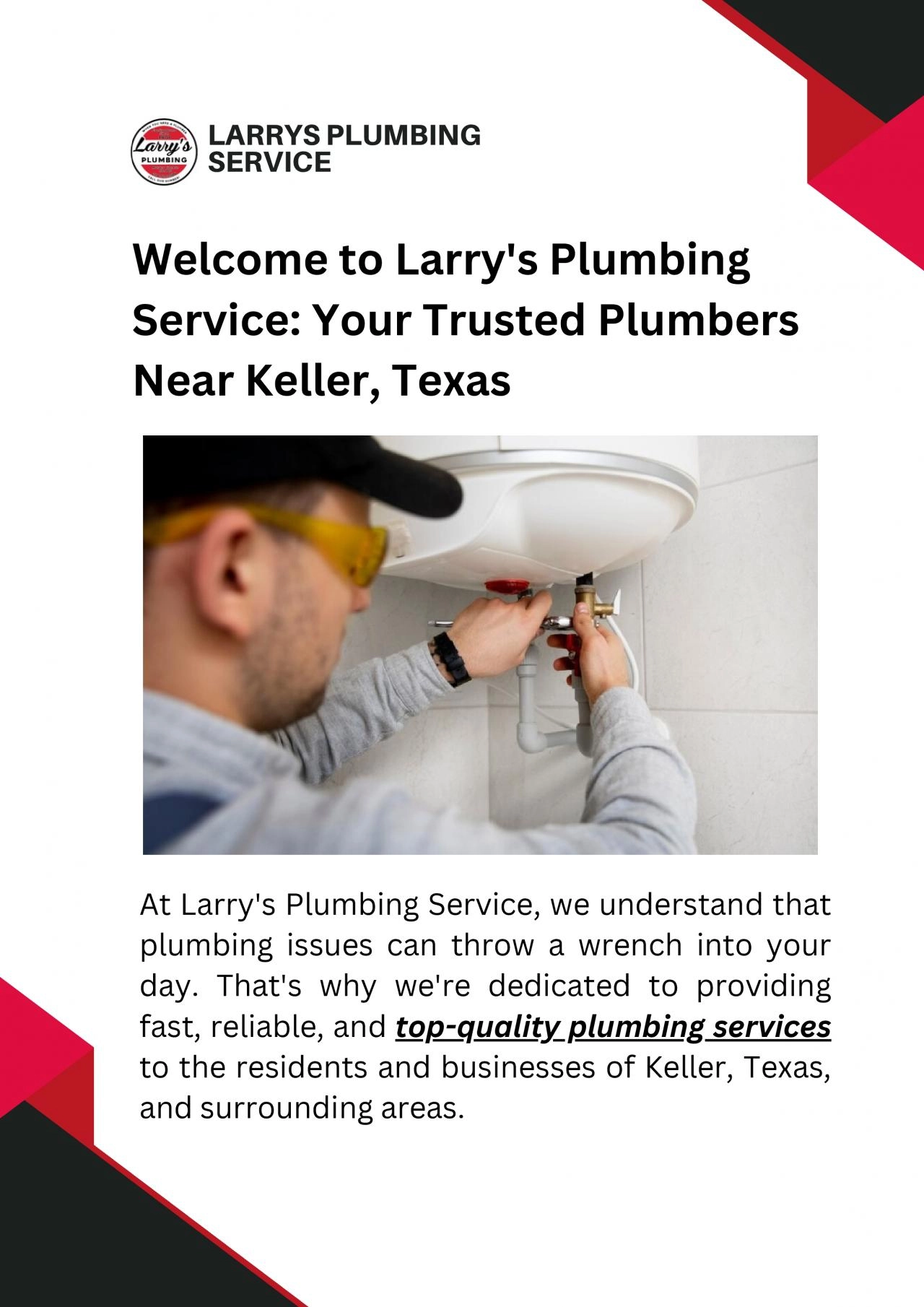 PDF-Welcome to Larry\'s Plumbing Service: Your Trusted Plumbers Near Keller, Texas