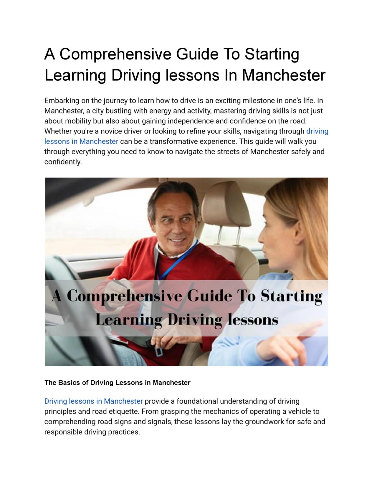 PDF-A Comprehensive Guide To Starting Learning Driving lessons In Manchester