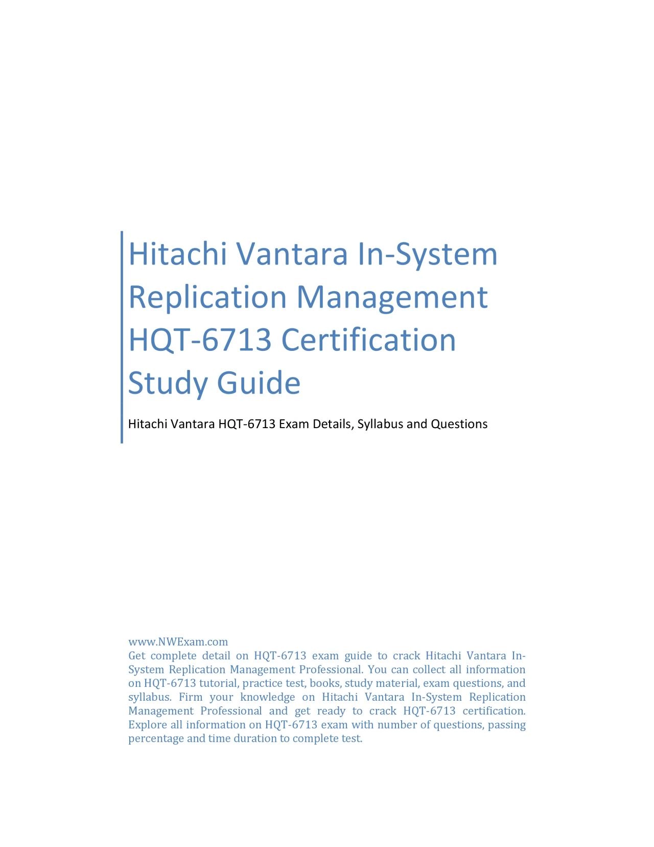 Hitachi Vantara In-System Replication Management HQT-6713 Certification Study Guide