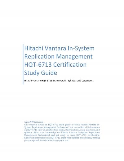 Hitachi Vantara In-System Replication Management HQT-6713 Certification Study Guide