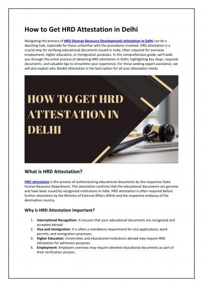 How to Get HRD Attestation in Delhi