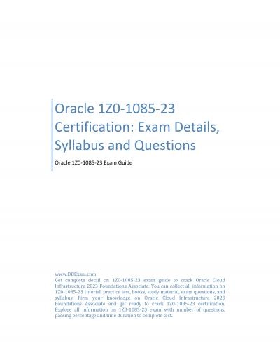 Oracle 1Z0-1085-23 Certification: Exam Details, Syllabus and Questions