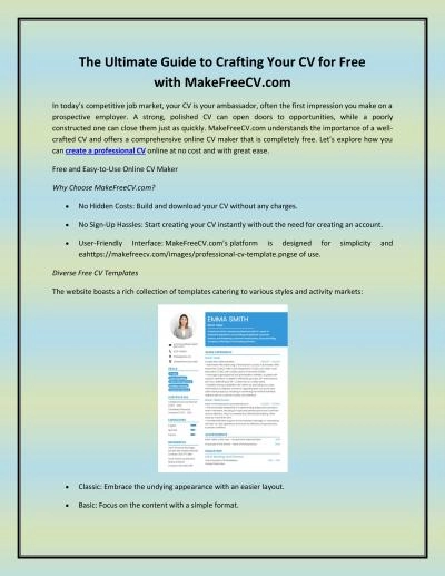 The Ultimate Guide to Crafting Your CV for Free with MakeFreeCV.com