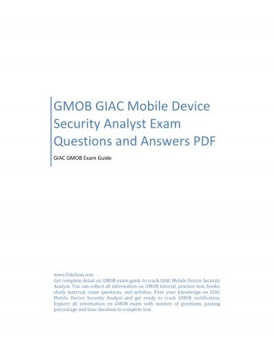 GMOB GIAC Mobile Device Security Analyst Exam Questions and Answers PDF