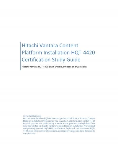 Hitachi Vantara Content Platform Installation HQT-4420 Certification Study Guide