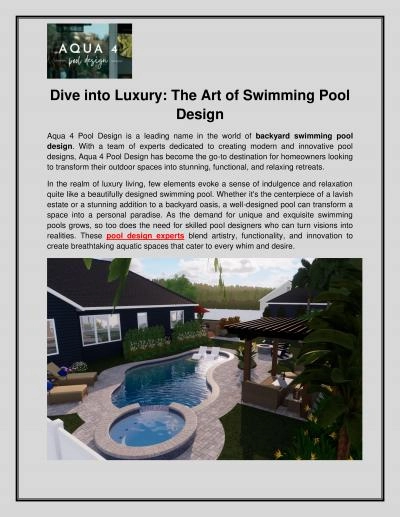 Dive into Luxury The Art of Swimming Pool Design