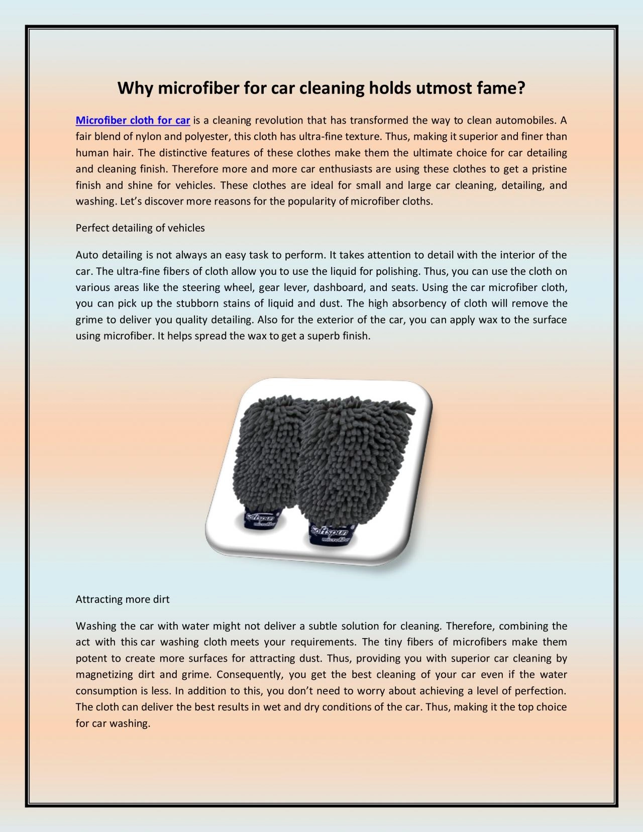 PDF-Why microfiber for car cleaning holds utmost fame?