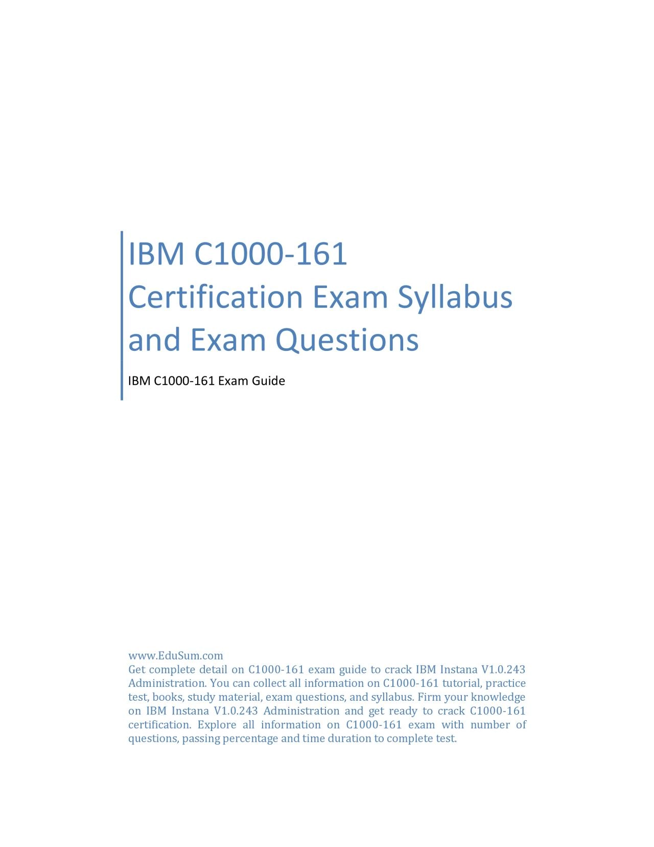 PDF-IBM C1000-161 Certification Exam Syllabus and Exam Questions