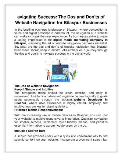 avigating Success: The Dos and Don\'ts of Website Navigation for Bilaspur Businesses