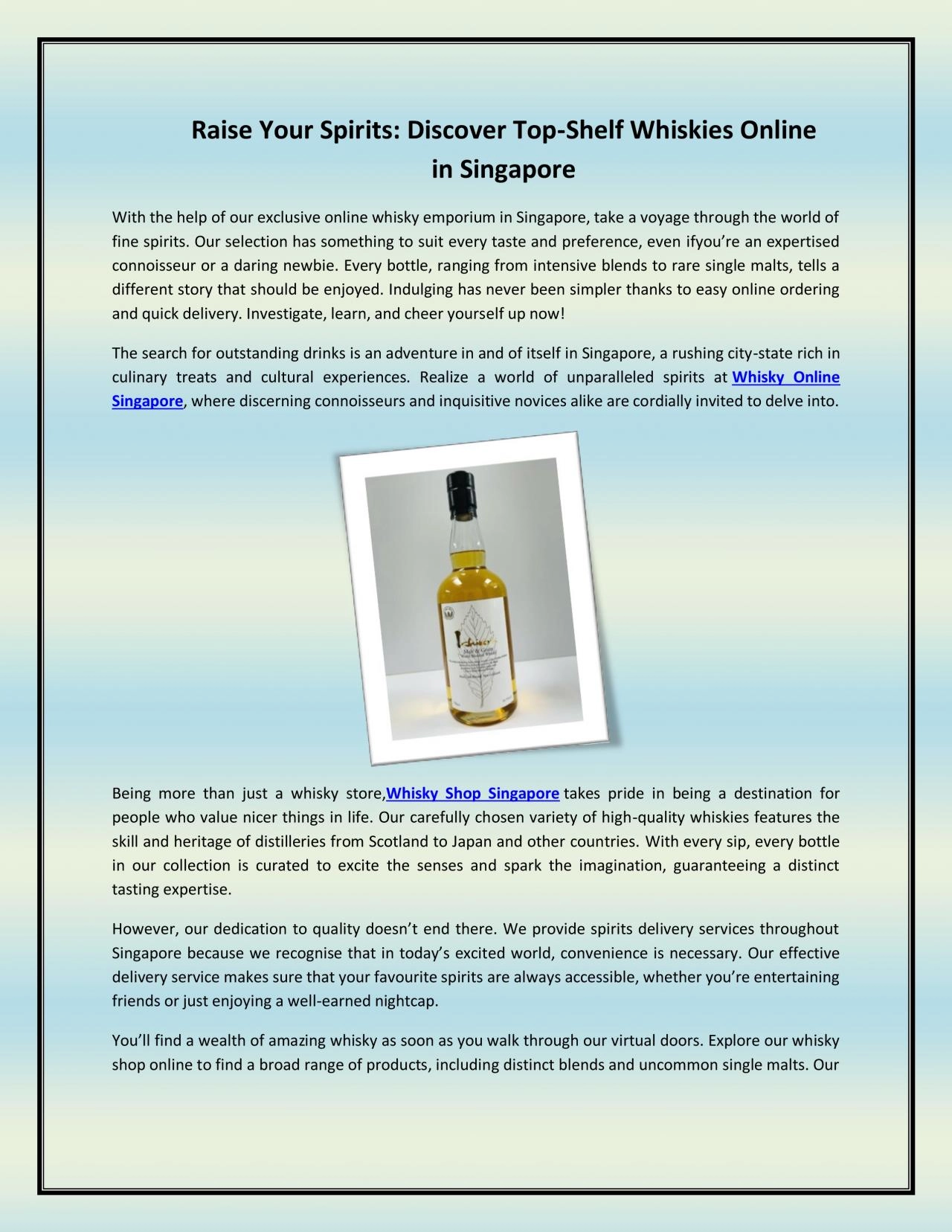 PDF-Raise Your Spirits: Discover Top-Shelf Whiskies Online in Singapore