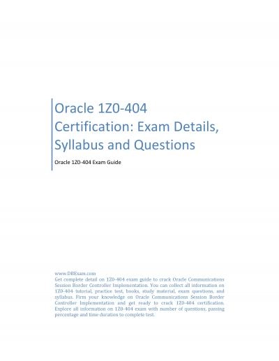 Oracle 1Z0-404 Certification: Exam Details, Syllabus and Questions