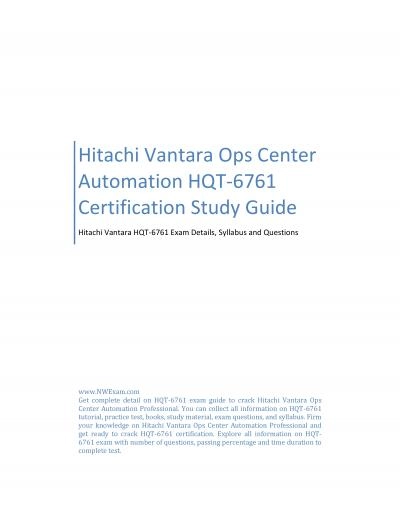 Hitachi Vantara Ops Center Automation HQT-6761 Certification Study Guide