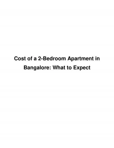 Two-Bedroom Apartment Costs in Bangalore