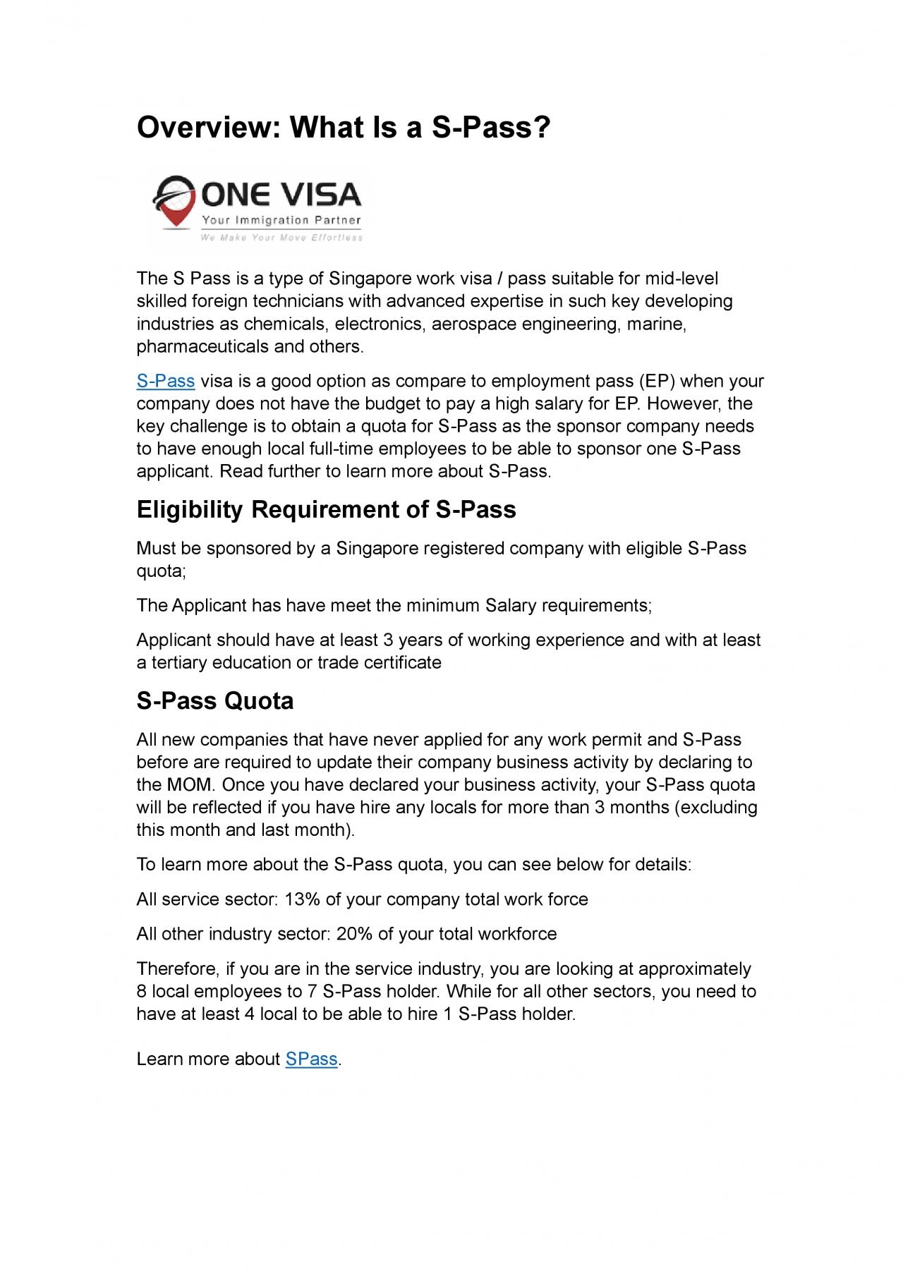 PDF-Overview: What Is a S-Pass?