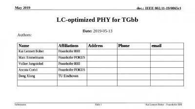 LC-optimized PHY for TGbb