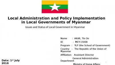 Local Administration and Policy Implementation in Local Governments of Myanmar