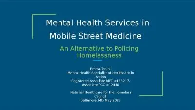 Mental Health Services in Mobile Street Medicine