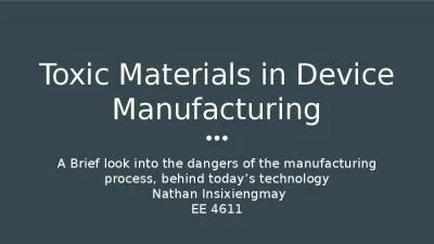 Toxic Materials in Device Manufacturing