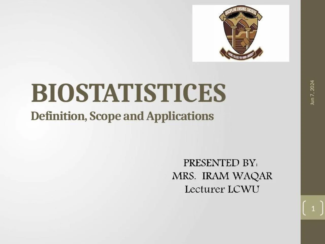 PPT-BIOSTATISTICES Definition, Scope and Applications