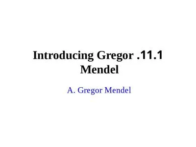 11.1. Introducing  Gregor